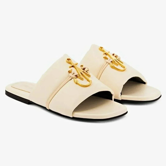 JW Anderson Women's Anchor Logo Leather Slides Sandals Size 36.5 EU (MSRP $495) - Picture 1 of 9